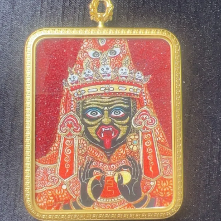 纯手工矿砂唐卡十二生肖藏族唐卡双面扎基拉坶黄财神吊坠绿度母