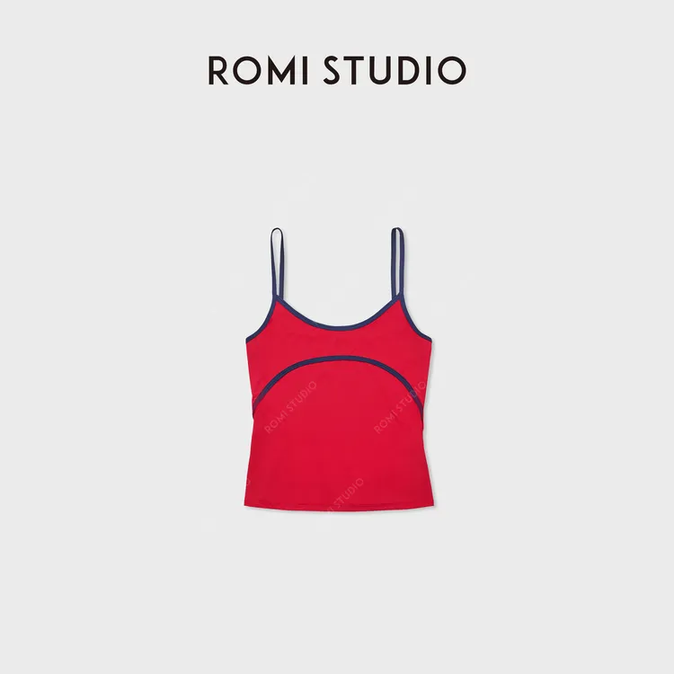 ROMI STUDIO“美式休闲”锦氨混纺高弹U领修身吊带背心RWCASD4924