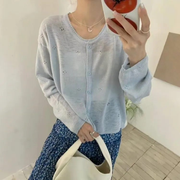 2025春夏韩系新款温柔显瘦薄针织上衣LK2502642