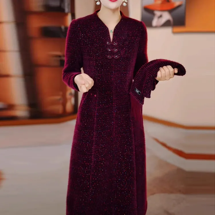 连衣裙2025新款女秋冬十三行爆款气质减龄妈妈高档长袖加厚配大衣