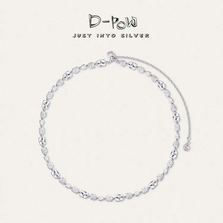 灯小炮 坠链均925银 颗颗糖锡纸肌理纹精工项链（51cm）(1917)