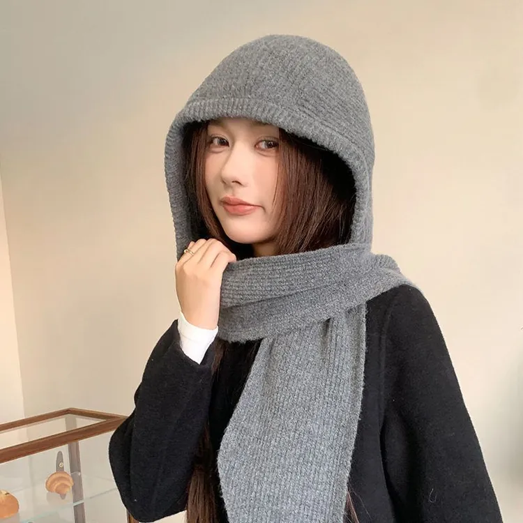 针织巴拉克拉法帽女冬季系带保暖护耳帽户外骑行百搭防寒毛线帽