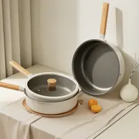 【素味】钛陶瓷平底锅牛排深煎锅24cm26cm28cm有盖无盖可选