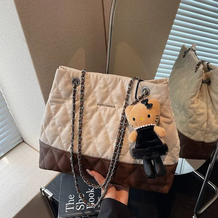 艾米兔女包2025新款链条手提菱格百搭拼接斜挎洋气质感通勤单肩包