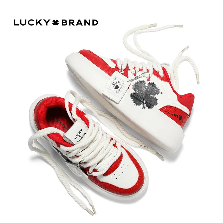 【何泓姗同款】LUCKY BRAND四叶草 增高透气潮流板鞋休闲鞋子小白鞋