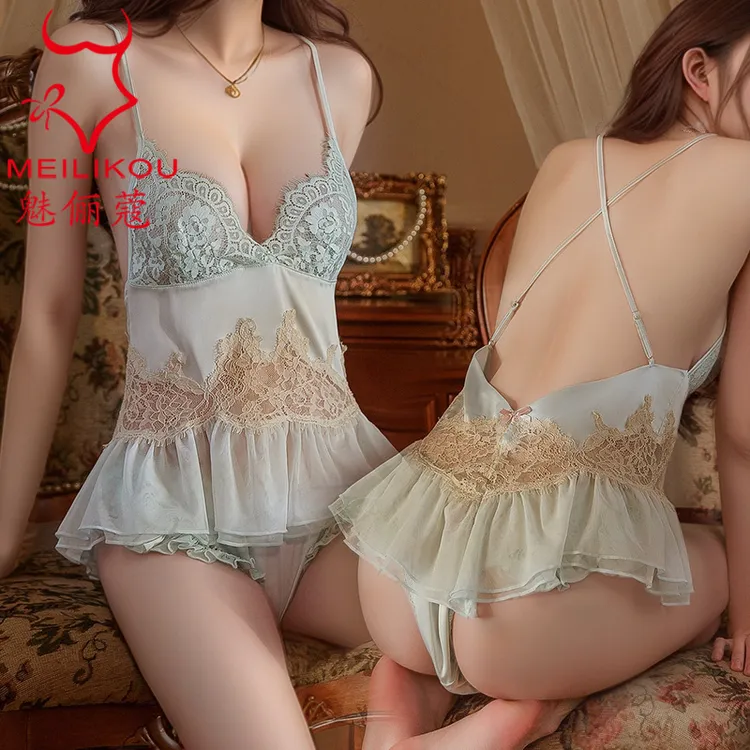 中年性感睡衣女士夏秋蕾丝吊带短裤睡裙短裙网红直播带货泳衣1525