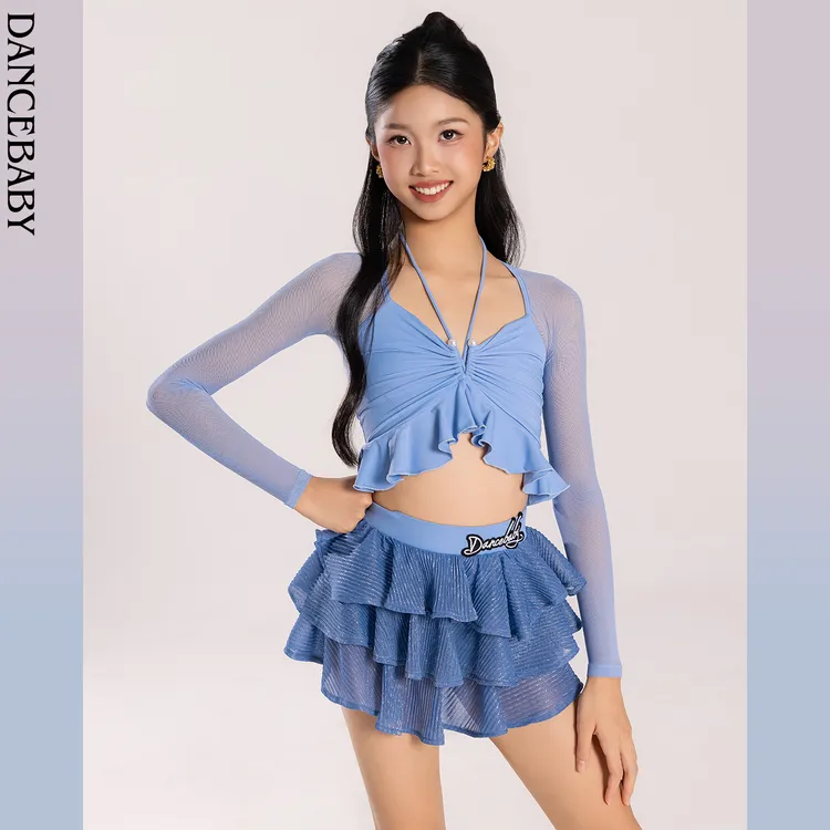 Dancebaby拉丁舞服女童舞蹈服练功服2025新款日常高级感套装D56