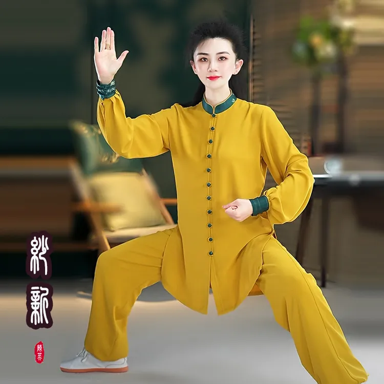 【显高显瘦】陈英春秋夏季高档气质中式长款垂顺飘逸太极拳练功服装