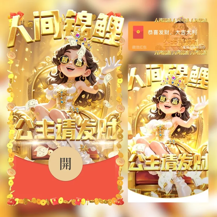公主请暴富春节动态封面序列号微信电子皮肤设计服务新年送女友