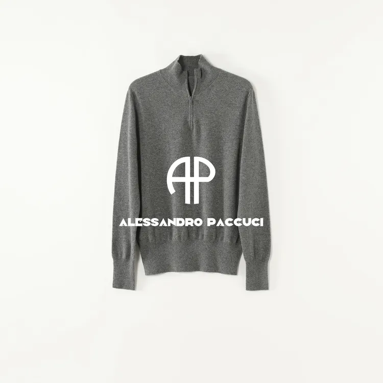 AP洛哥53198ST 半开襟拉链100羊绒多色时尚百搭套头针织衫