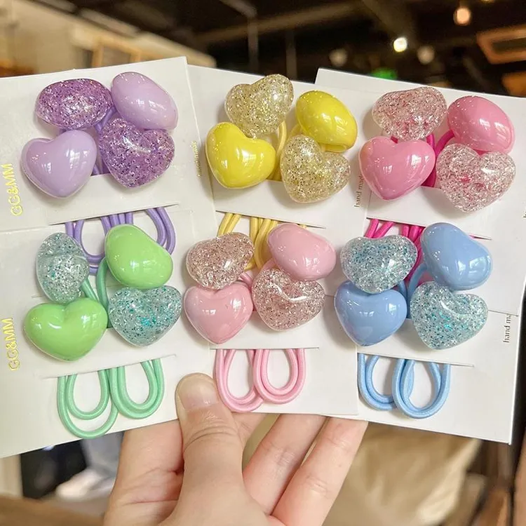 韩版彩色儿童发饰爱心绕绕发圈可爱女童皮筋头绳头饰高弹发绳发圈