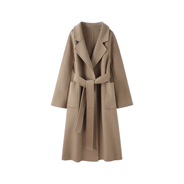 纯羊毛秋冬双面羊毛大衣女宽松显瘦廓形加厚保暖长款毛呢大衣外套