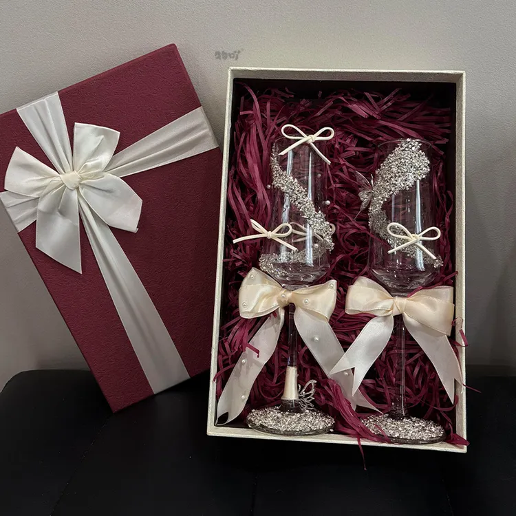 创意小众高级感自制碎钻结婚敬酒杯diy材料包礼盒装订婚新婚礼物