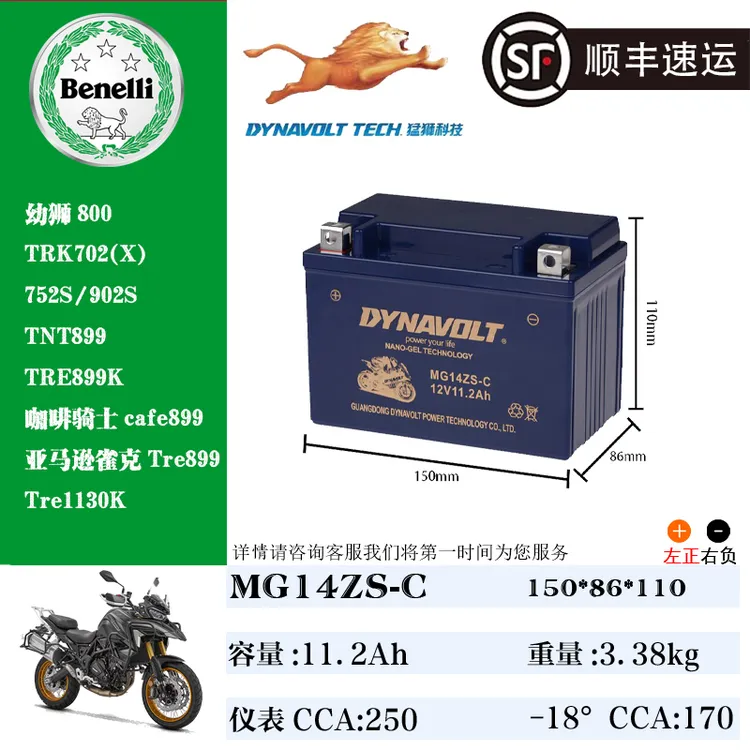 贝纳利蓝宝龙小迅龙金鹏125150500502等猛狮摩托车电瓶池原装原厂