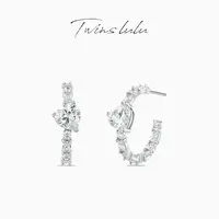 TWINS LULU 流光风 秋上新ins高级感冷淡风爱心C型耳环TSL864