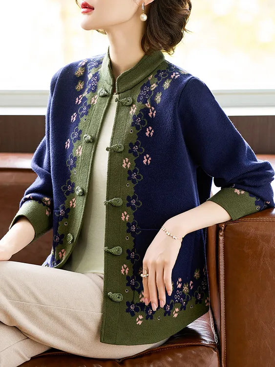 中老年女装秋冬新款洋气老人衣服奶奶装短款针织上衣妈妈羊毛外套