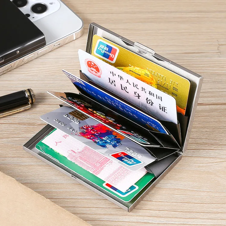 高档不锈钢卡包防盗刷金属男女式防磁小巧卡盒简约银行卡套卡片夹