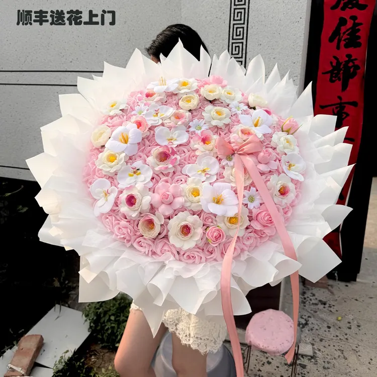 永生香皂玫瑰花七夕情人节浪漫永生花仿真花束送女生日礼物
