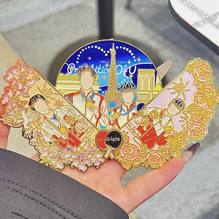 孙颖莎王楚钦巴黎登顶莎头周边创意金属徽章高颜值装饰摆件送礼物