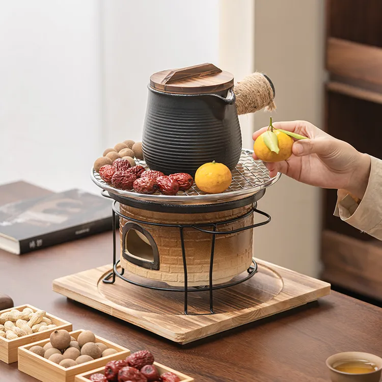 陶瓷粗陶围炉煮茶壶炭火炉全套家用户外野营庭院奶茶罐罐泡茶器具