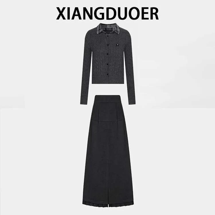 【珍妮旅途】假两件针织衫【片刻独白】百搭洋气裙裤2025冬新款两件套