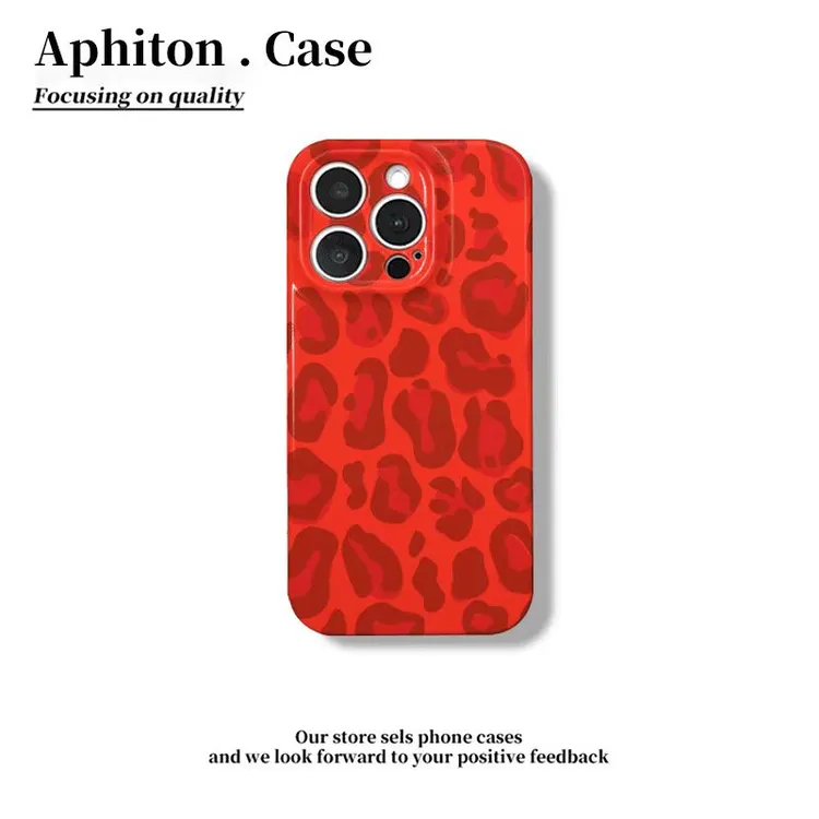红色豹纹适用于苹果17华为oppo小米vivo一加荣耀菲林手机防摔壳