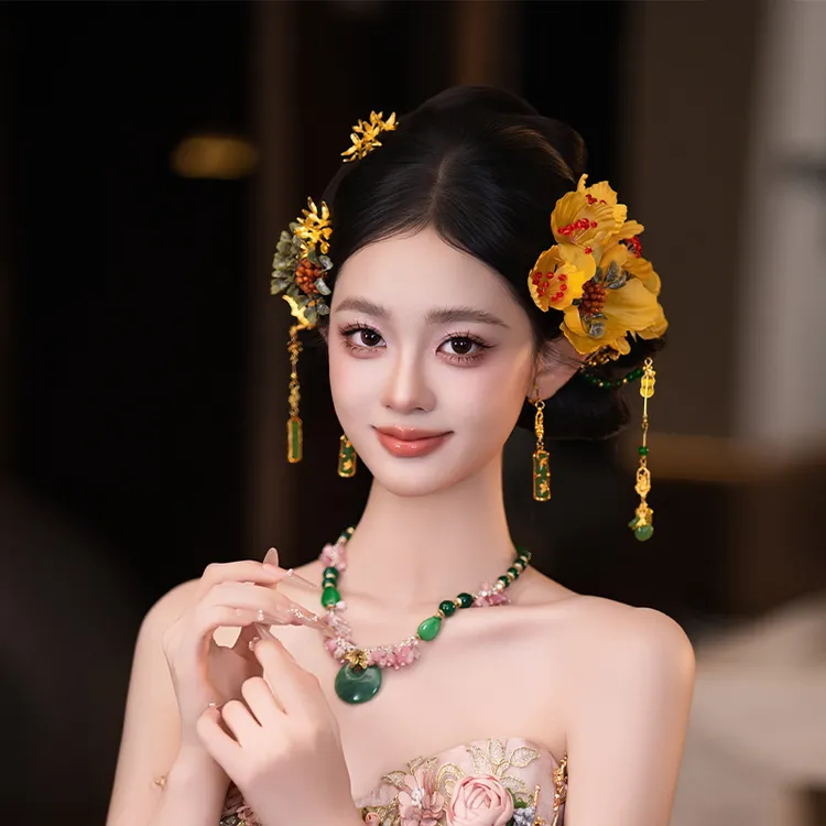 合金布艺婚庆饰品 新中式新娘国风优雅高级感跟妆婚礼配饰MT0156