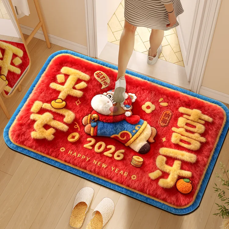 2026马年新款新年软硅藻泥卡通裸眼5D立体图案洗手台浴室地毯地垫