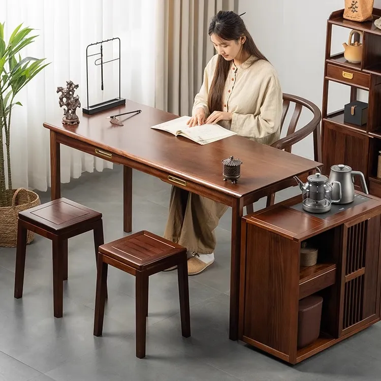 实木茶桌新中式茶桌家用一整套新中式单桌阳台原木桌喝茶桌椅组合