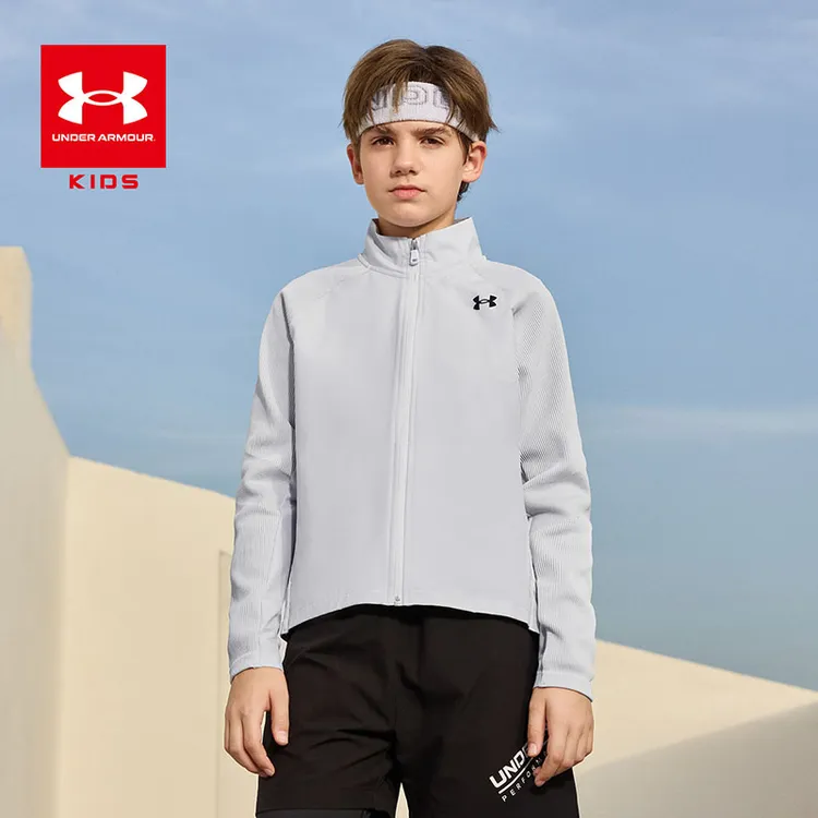 Under Armour/安德玛透气上衣弹力针织拉链儿童运动外套夏季防晒