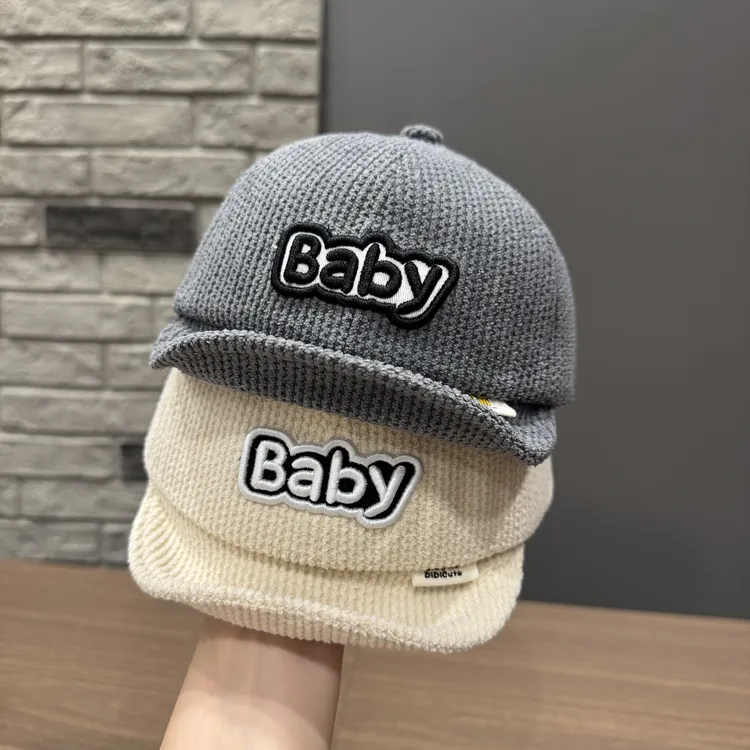 ins风宝宝软檐遮阳帽春秋宝宝刺绣字母棒球帽韩版百搭纯色鸭舌帽
