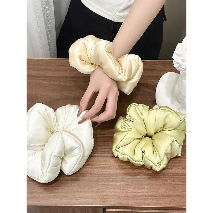 六指导 月光华尔兹 100%桑蚕丝真丝发圈泡芙大肠睡眠护发头绳发饰