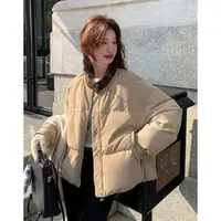 【甜甜专属】卡其色韩版小个子拼接立领棉服女2025冬季新款面包服