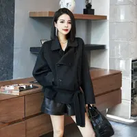 POPULARYW【万物立冬】Z·R上品屋 气质纯色翻领腰带宽松毛呢外套