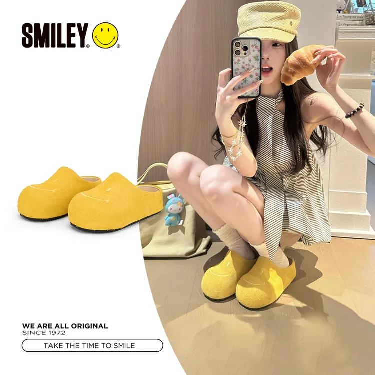 【孟子义同款】SMILEY笑脸夏季穆勒拖增高勃肯鞋女懒人包头半拖鞋