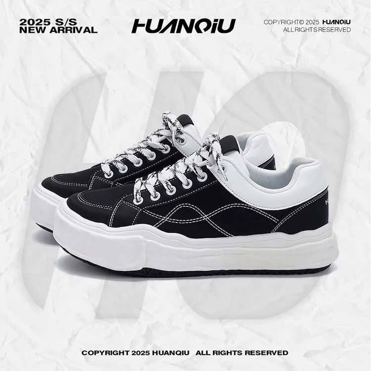 环球厚底增高板鞋2025冬季新款百搭学生男鞋休闲潮流时尚溶解鞋子