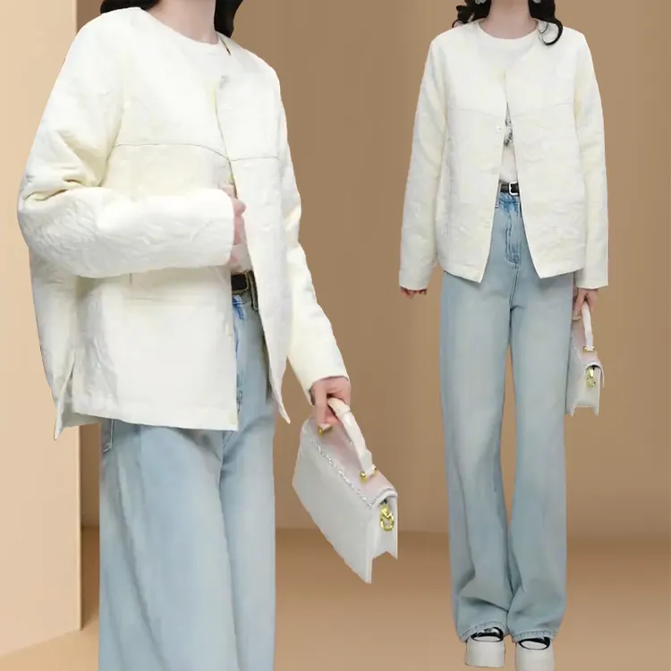 极简小香风压花棒球服外套女春秋新款休闲时尚百搭显瘦设计感外套