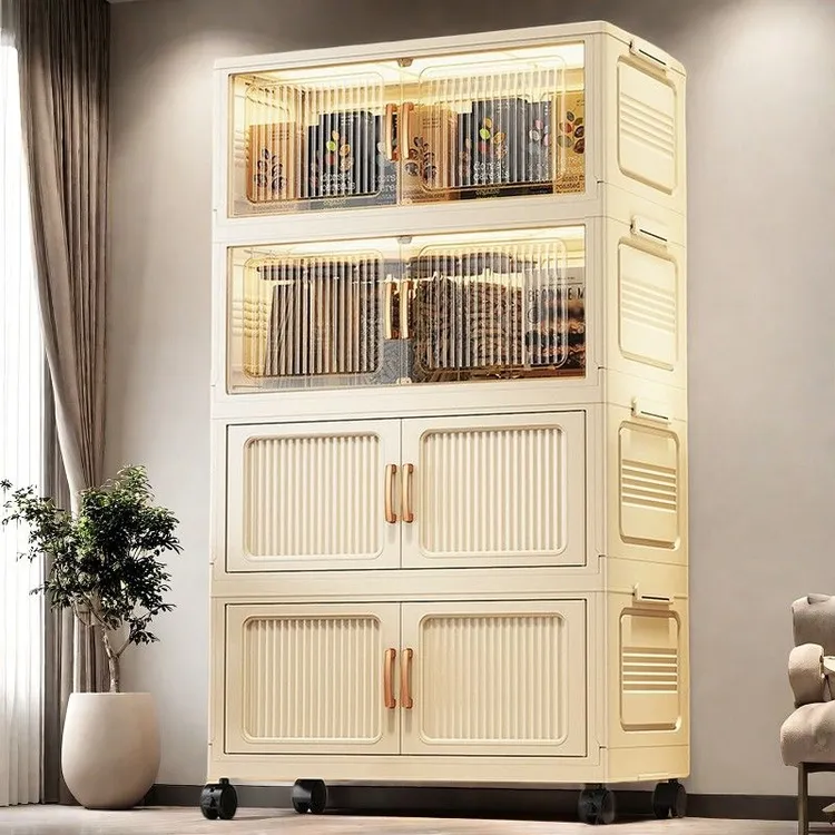 收纳柜子置物柜置物架防尘储物柜多层玩具零食收纳架宝宝衣柜家用