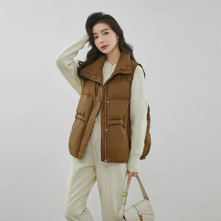 D027新款2025秋冬短款羽绒马甲时尚立领防寒90鸭绒百搭休闲女马甲