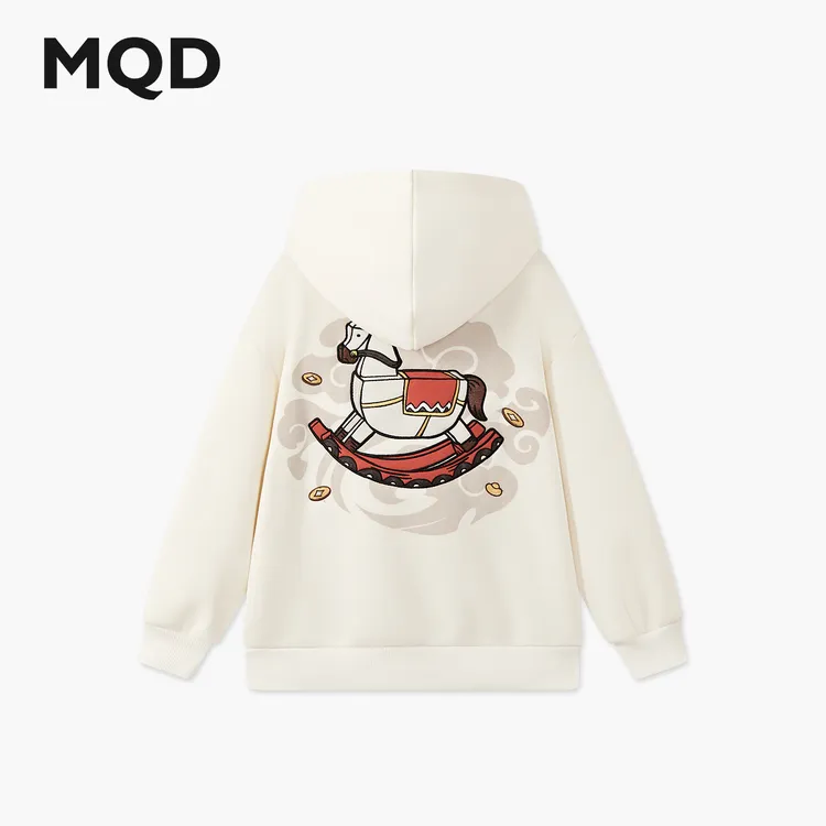 【拜年服】MQD男童25冬新款撞色口袋连帽加绒卫衣9654W0689