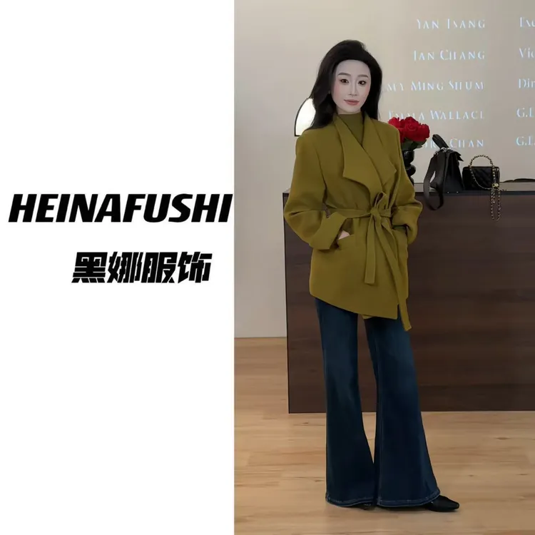 HEINA【经典永存】气质收腰毛呢短外套2530