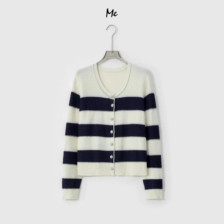 ME【牙签条纹衫】绵羊毛混纺时尚高级感百搭针织毛衣MEQA1105