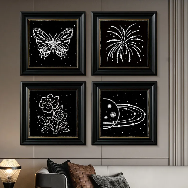 新款珍珠钻石画珍珠画手工DIY带框高级感简约大气客厅装饰画摆件