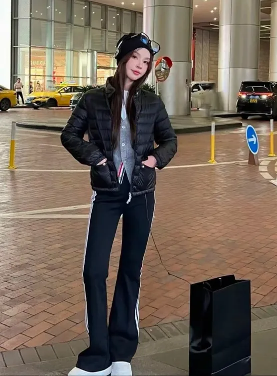【欧洲站】新款2025轻薄保暖女立长袖鹅绒短款时尚休闲羽绒服外套