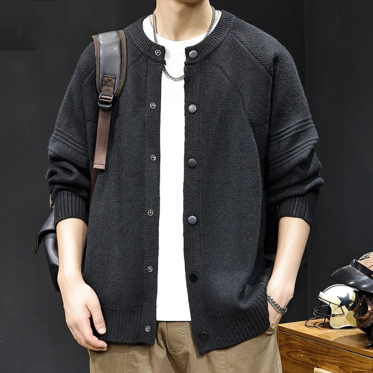MR.MUDI/穆迪先生排扣开衫毛衣男外套秋冬款宽松休闲针织高端衣服