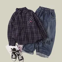 吴小越w1630男童加绒衬衣同学痞帅男孩秋冬装衬衣韩版版型大童