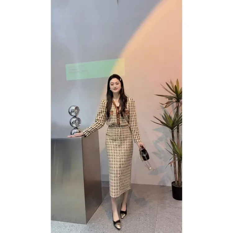 1820小香风套装裙女秋季轻熟气质千鸟格外套半身裙两件套高级显瘦