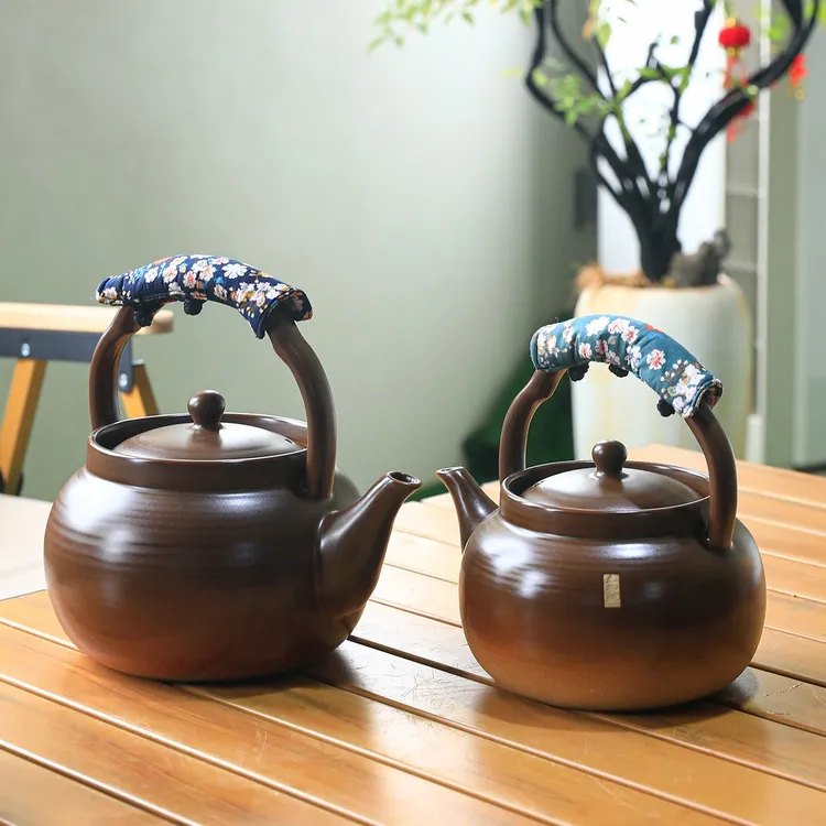 复古陶瓷提梁壶家用大容量煮水茶壶中式茶水壶大号泡茶壶围炉煮茶