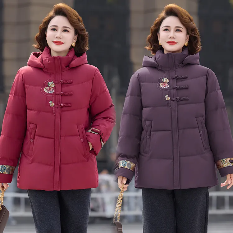 妈妈冬装新款国风棉衣洋气中老年棉服加绒加棉加厚保暖棉袄外套