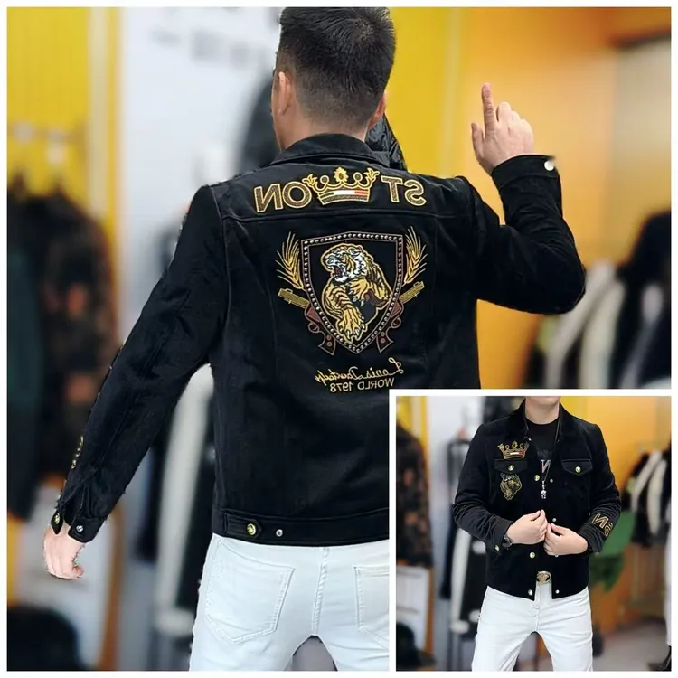 2502冬季新款时尚男士灯芯绒加棉保暖修身翻领外套